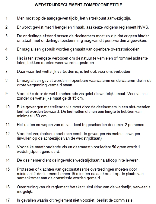 WEDSTRIJDREGLEMENT ZOMERCOMPETITIE