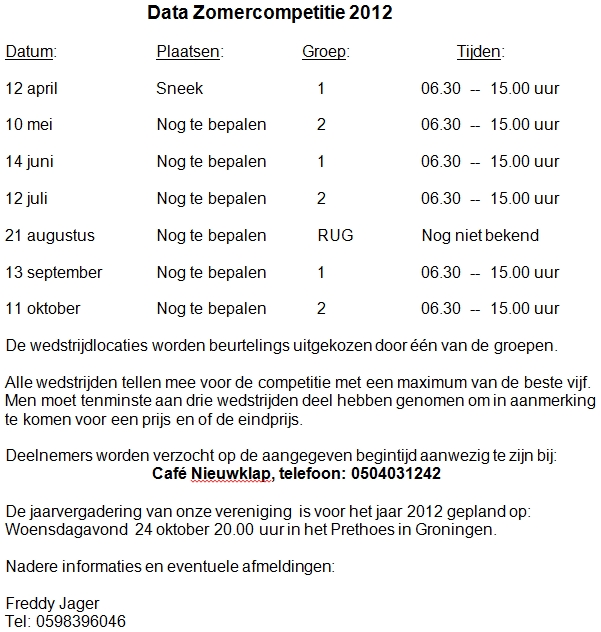 Zomercompetitie 2012